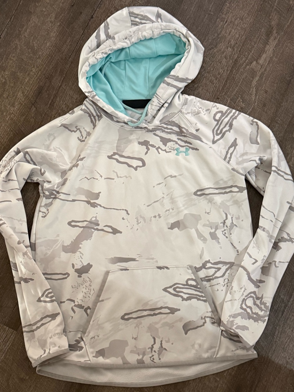 Under Armour White Camo Hoodie with Aqua Lining